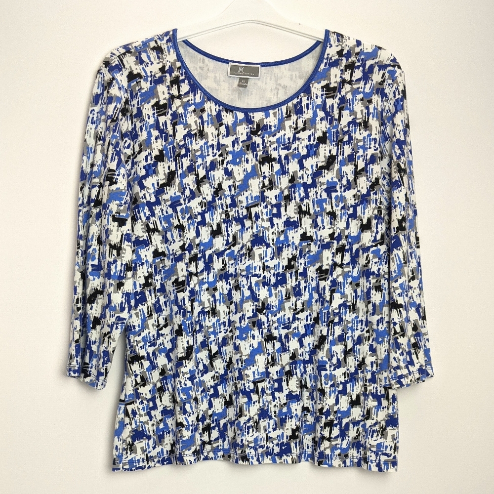 JM Collection Modern Art Stretch Tunic Blouse XL